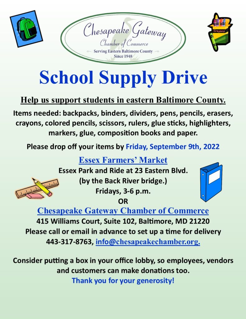 Chesapeake Gateway Chamber Holding School Supply Drive