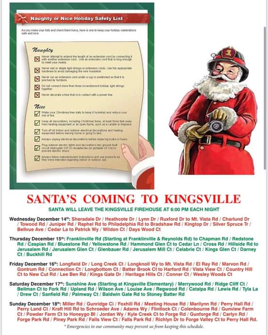 Santa to Visit Kingsville Area