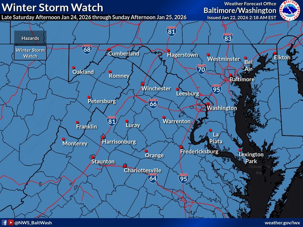 Winter Storm Watches issued for weekend storm