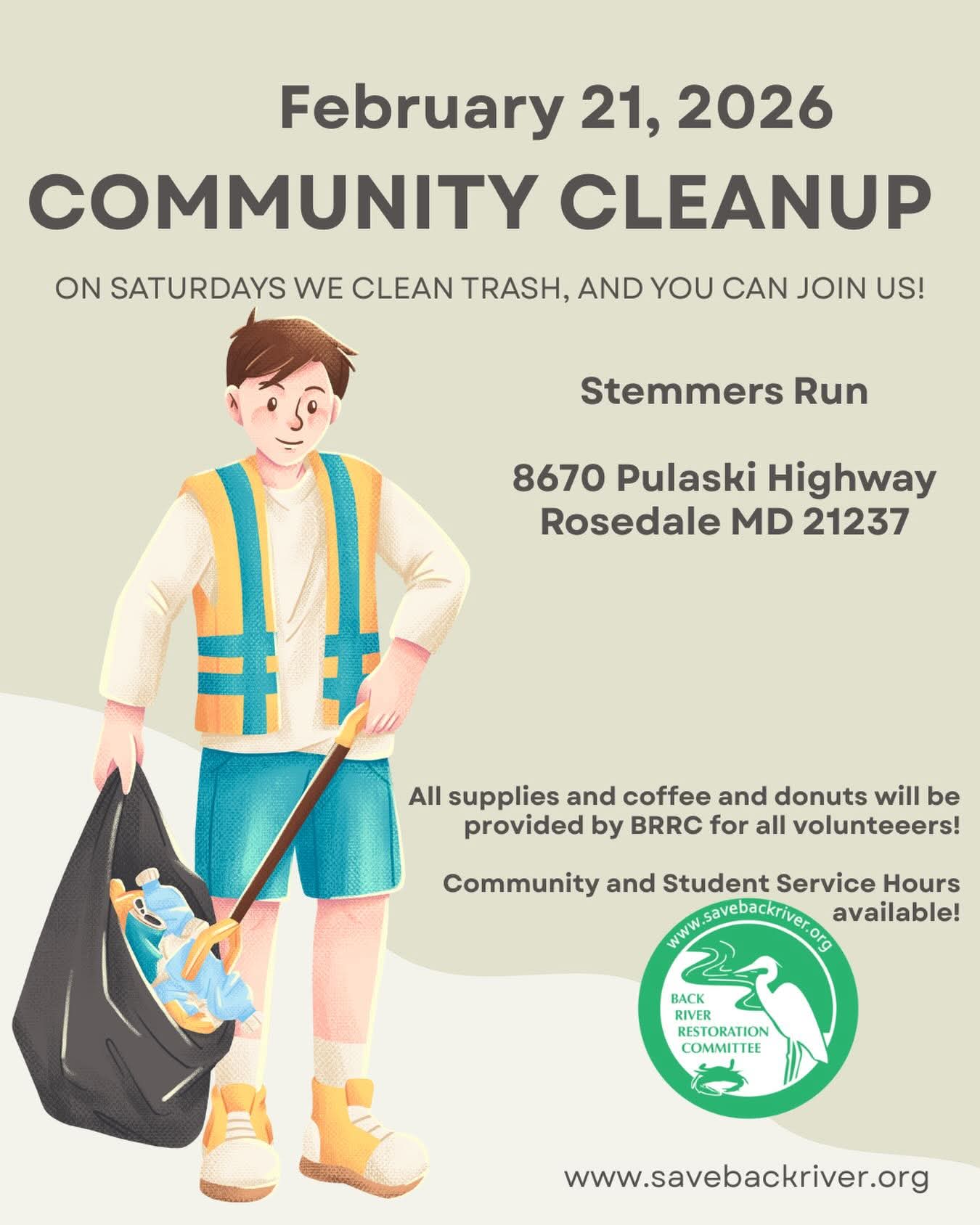 BRRC community cleanup on Stemmers Run in Rosedale