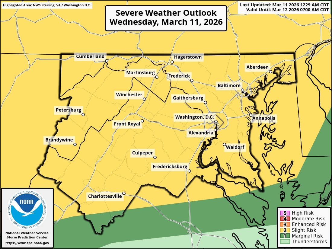 Severe thunderstorms possible in the region this afternoon