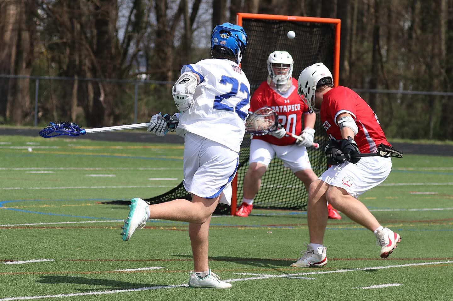 Pointer 22's goal was stoppable on this shot. -Rick Currier-